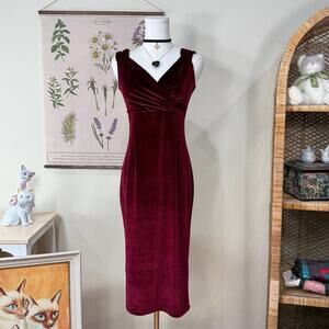 Red Velvet Bodycon Dress Vampire Sexy Romantic Goth Whimsigoth Vintage Style XS